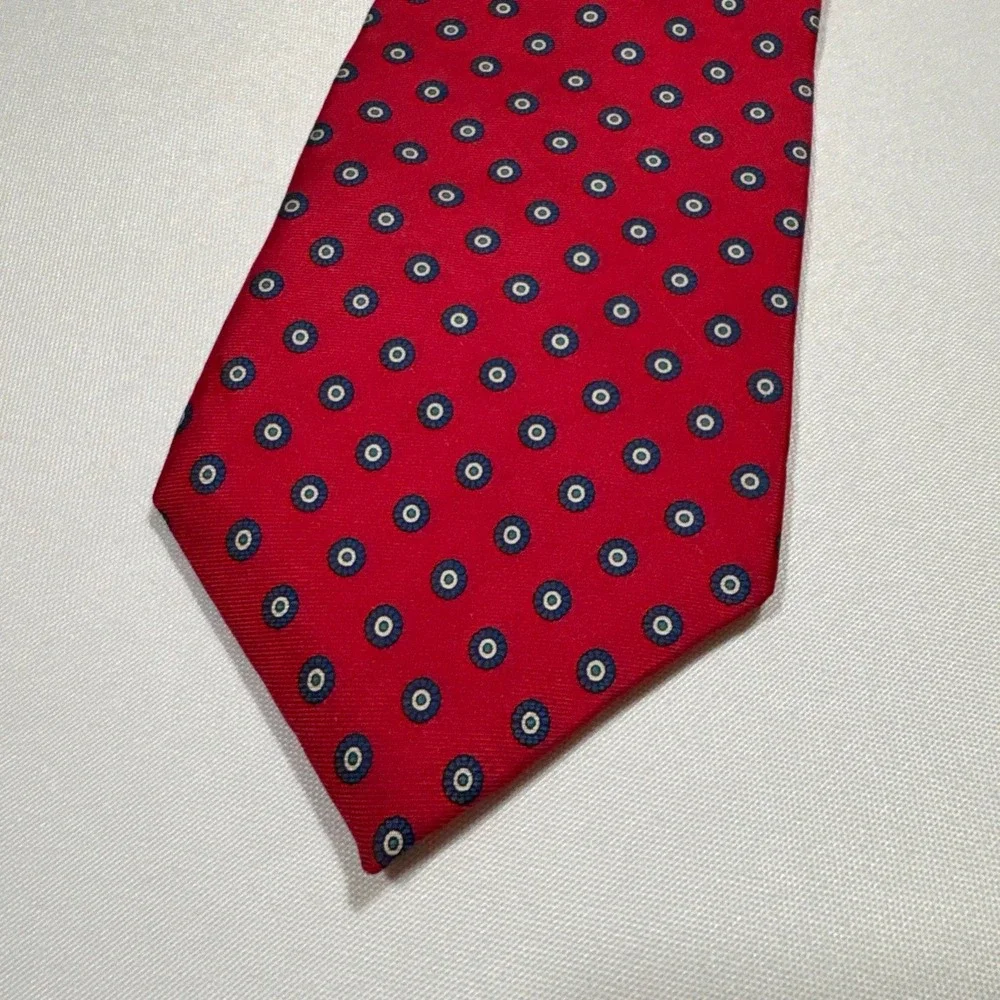 VTG Bert Pulitzer Bloomingdale's Tie Men's Red NB Geometric 100% Silk 58